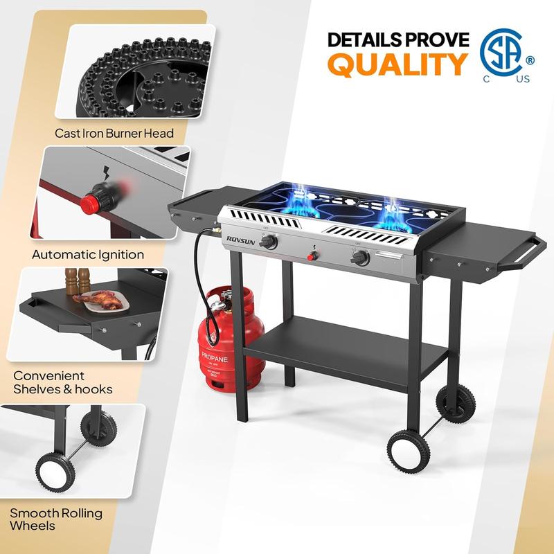 ROVSUN 2 Burner 150,000 BTU Outdoor Gas Propane Stove with Windpanel & Carrying Bag