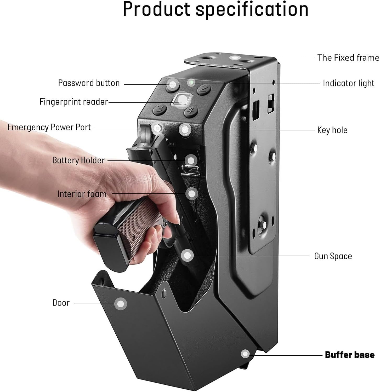 Mounted Biometric Gun Safe For Pistol