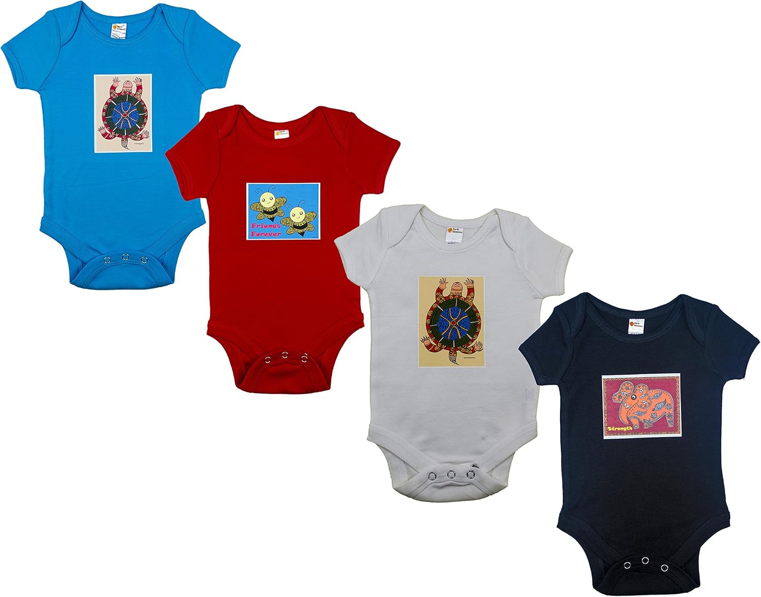 Earth Elements Baby Boys’ Short Sleeve Bodysuits (Set of 4)