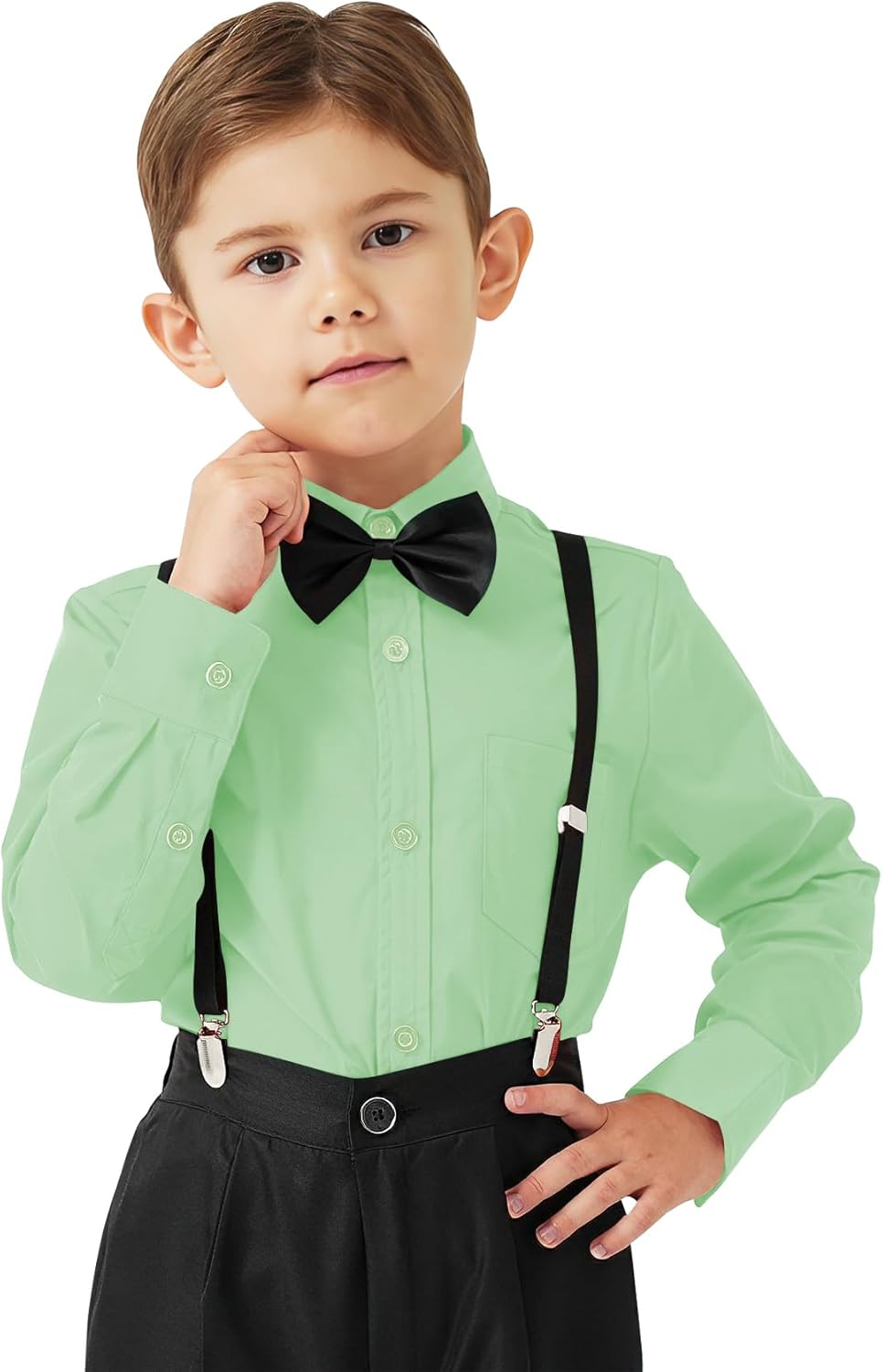 9 Month-16Y Boys' Long Sleeve Button Down Toddler Dress Shirt Oxford Uniform Shirt with Chest Pocket