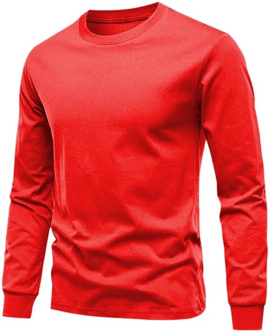Huata Men's T-Shirt Long Sleeve Crewneck Cotton Tees
