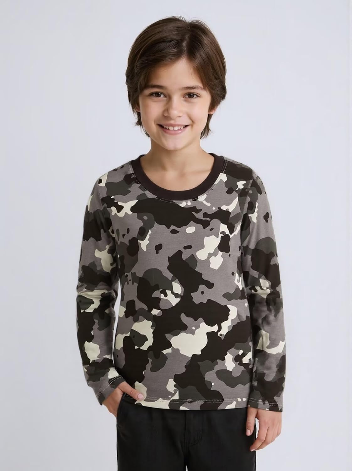 Huata 2 Packs Boys Girls T-Shirt Long Sleeve Crewneck Tee