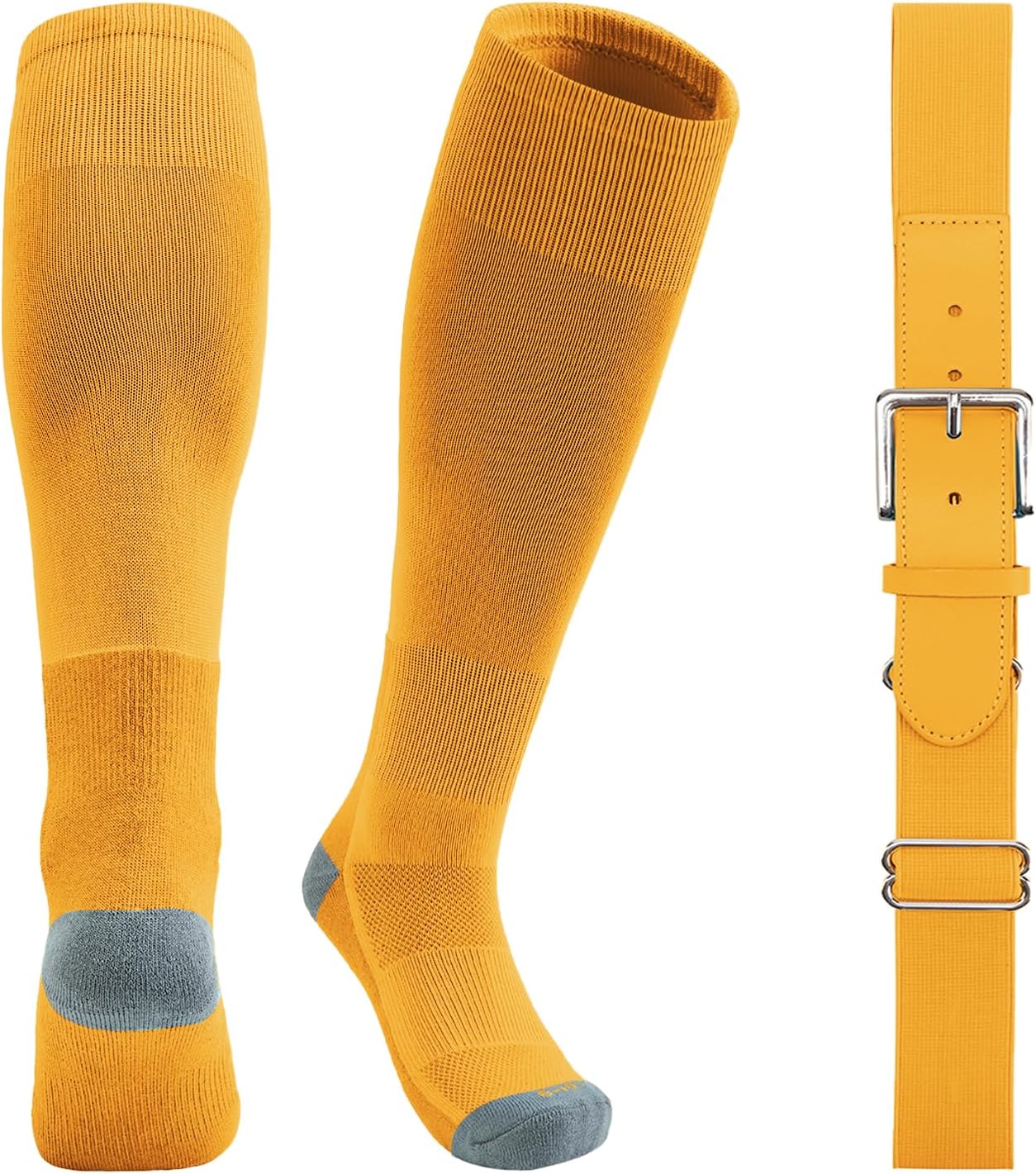 QBK Youth Baseball Socks & Belt Combo Set for Kids 2-16 Years -Softball/Tee Ball Accessories (1 Pair + 1 Belt, Unisex)