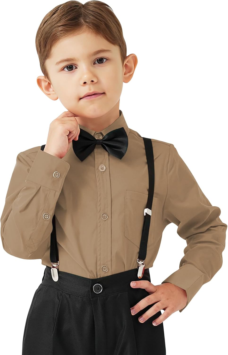 9 Month-16Y Boys' Long Sleeve Button Down Toddler Dress Shirt Oxford Uniform Shirt with Chest Pocket