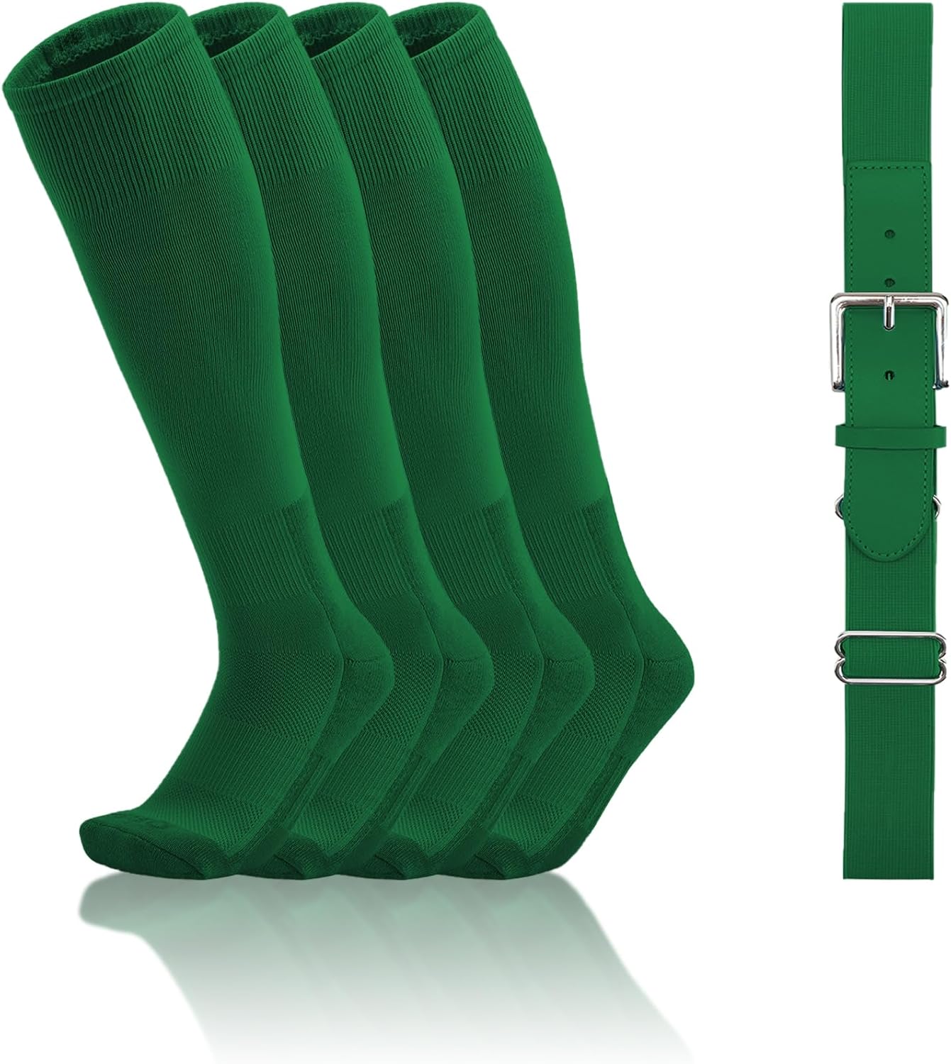 QBK Toddler Baseball Socks And Belt Youth Softball Tee Ball Combo Set for Boy Girl (2 Pairs of Socks & 1 Belt)