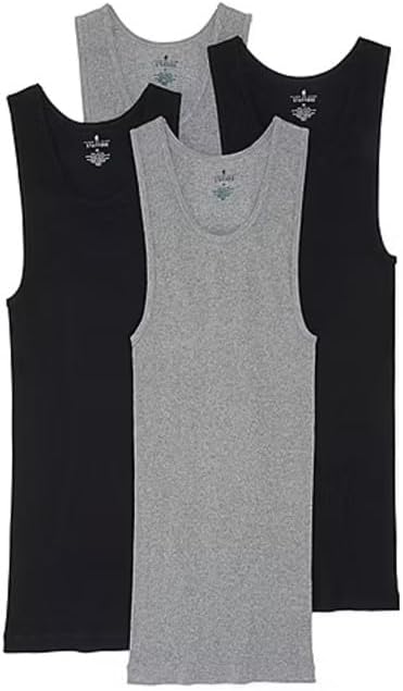 Stafford 4 Pack Cotton A-Shirts (2 Grey and 2 Black) Athletic Shirts (m)