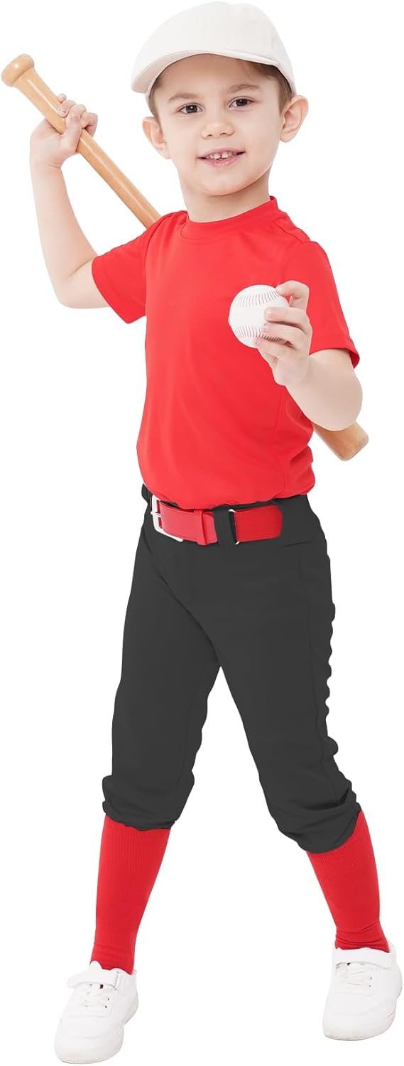 QBK 2T-17Y Toddler Baseball Pants Youth Softball Pants Kids Tee Ball Pants for Boy Girl