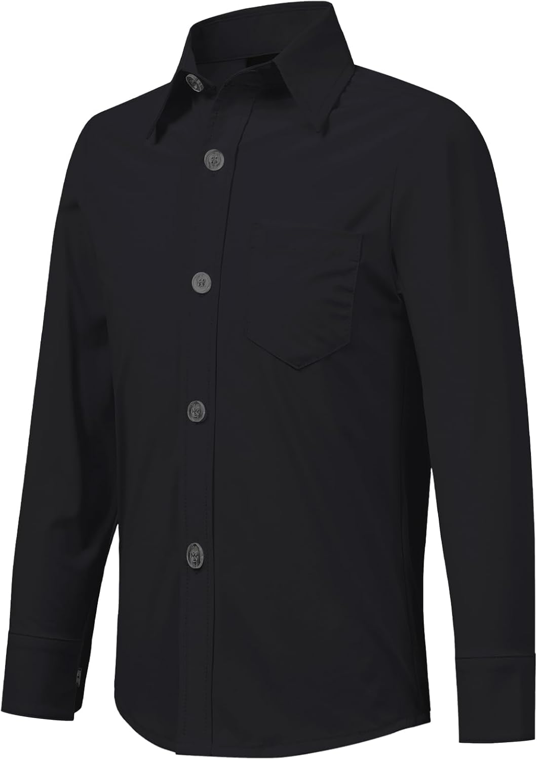 2T-16Y Boys' Stretch Long Sleeve Button Down Toddler Dress Shirt Wrinkle Free Oxford Uniform Shirt with Chest Pocket