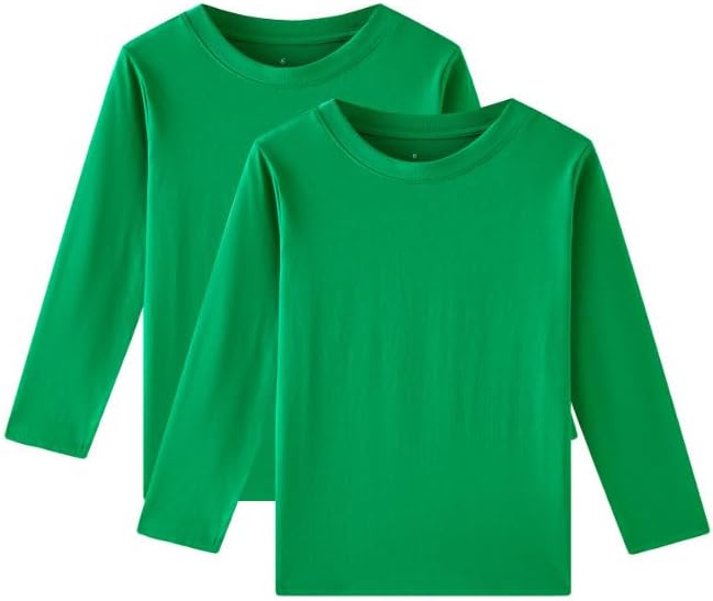 Huata Boys Girls Long Sleeve T-Shirt Unisex Crewneck Tee 2 Packs