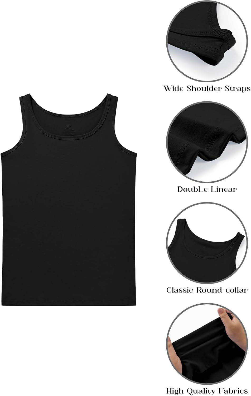 QBK 2T-13Years Girls Tank Tops Cotton Dance Basic Sleeveless Undershirts for Gymnastics Ballet Dancewear