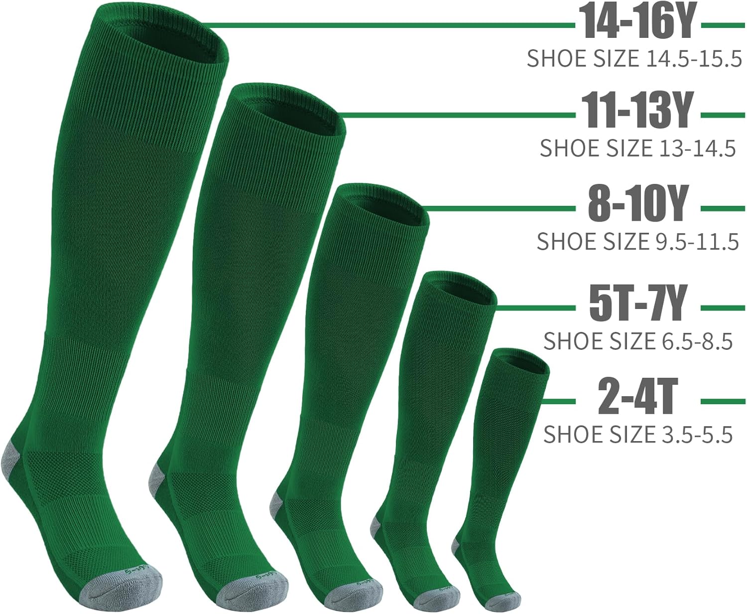 QBK Toddler Baseball Socks Youth Softball Tee Ball Kids Soccer Socks for Boy Girl 2 Pairs