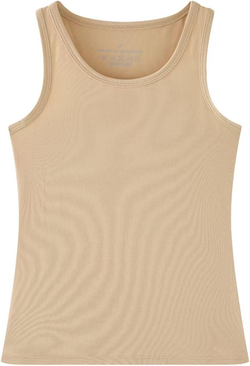 Huata Girls Tank Top 2 Packs Racerback Sleeveless Dance Athletic Shirt for Kids