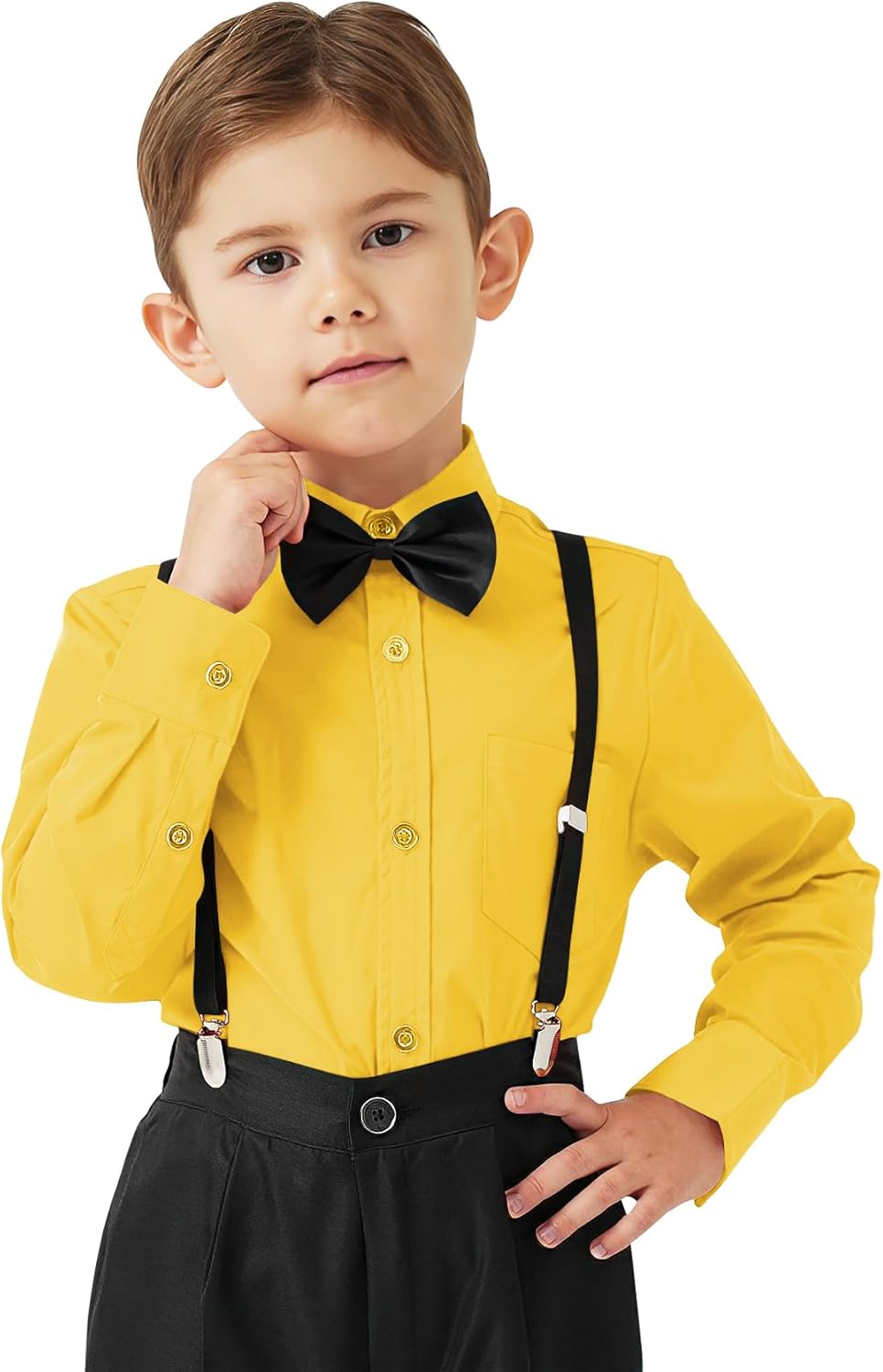 9 Month-16Y Boys' Long Sleeve Button Down Toddler Dress Shirt Oxford Uniform Shirt with Chest Pocket