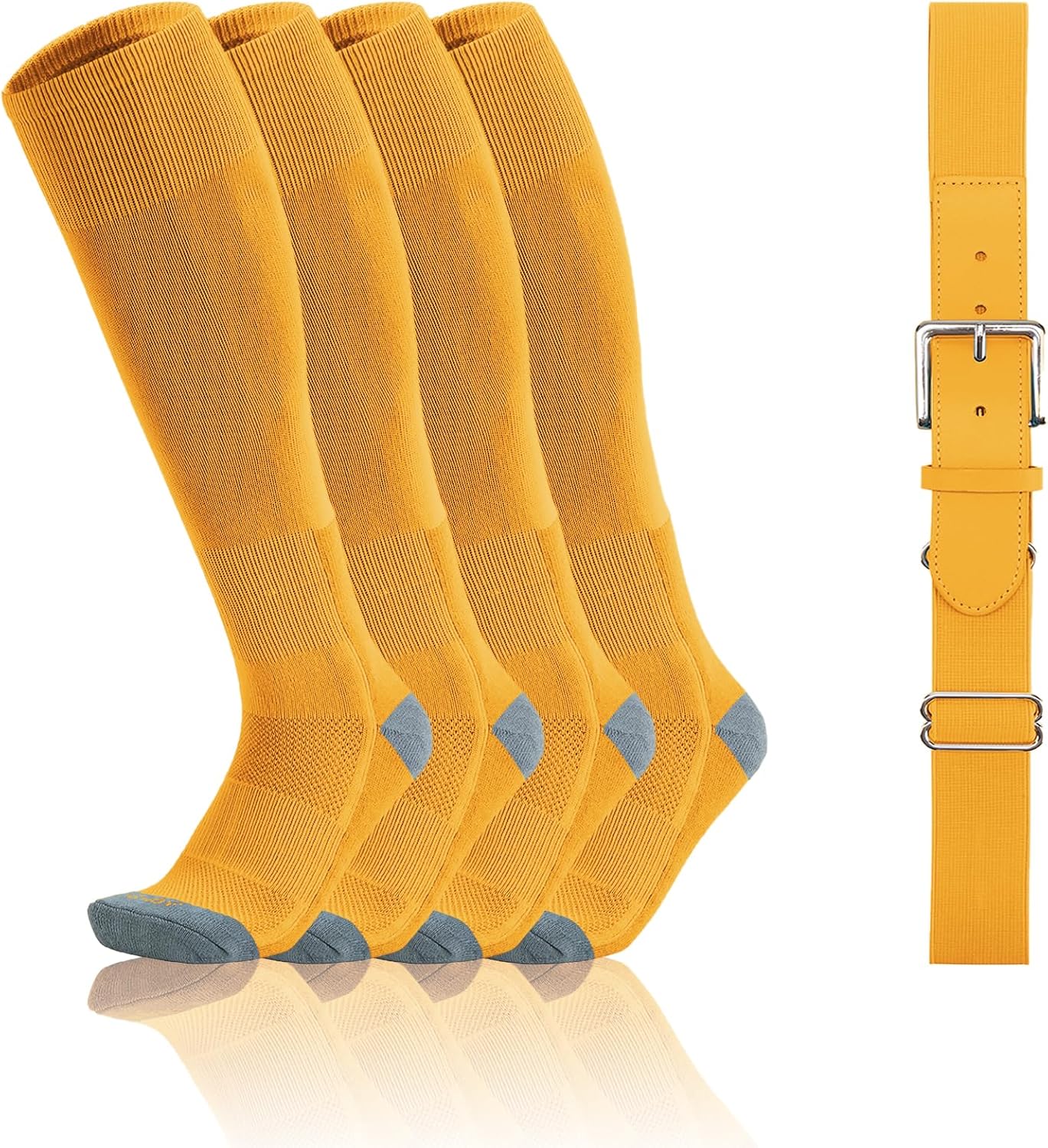 QBK 2-16Y Toddler Baseball Socks And Belt Youth Softball Tee Ball Combo Set for Boy Girl (2 Pairs of Socks & 1 Belt)