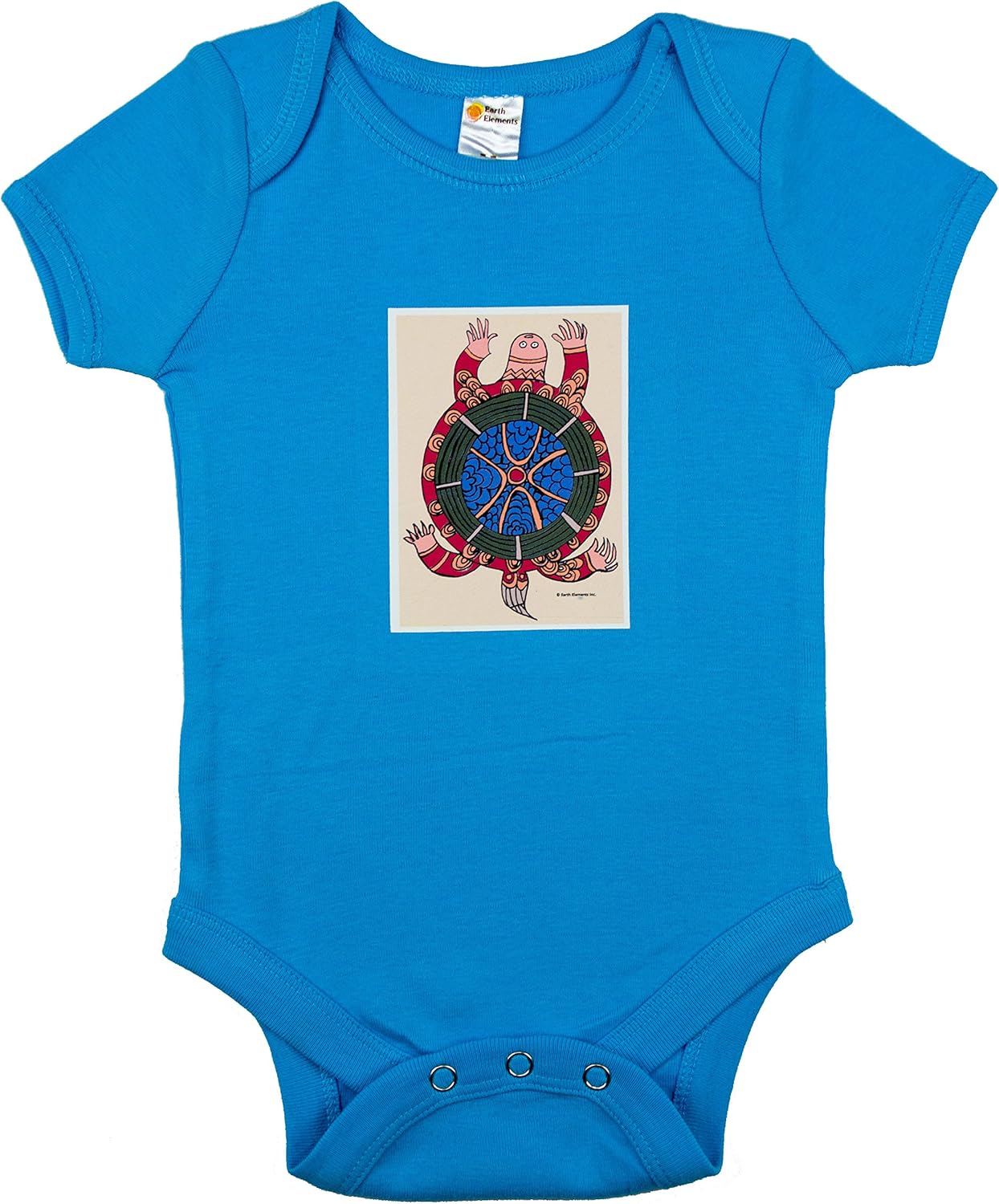 Earth Elements Baby Boys’ Short Sleeve Bodysuit - Ornamental Turtle