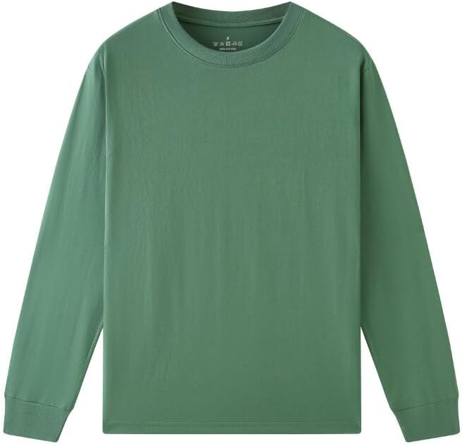 Huata Men's T-Shirt Long Sleeve Crewneck Cotton Tees