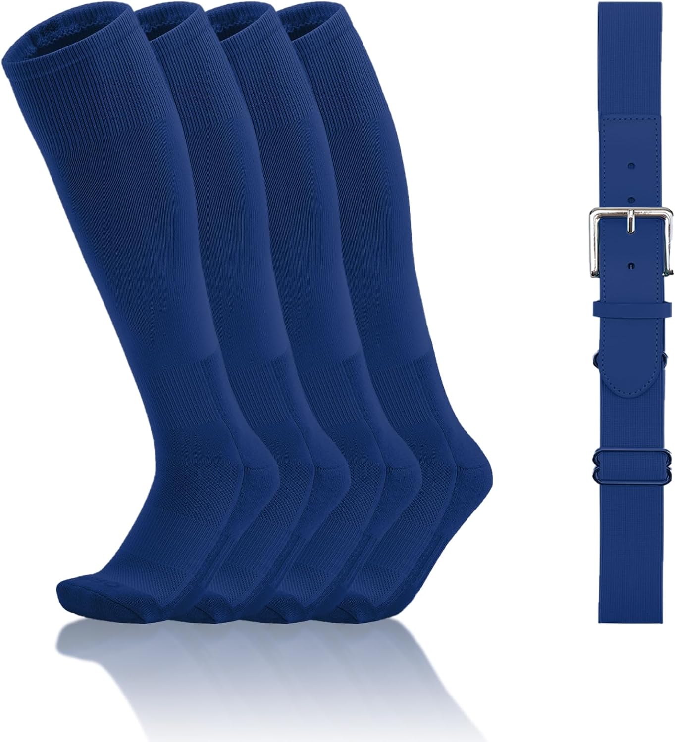 QBK Toddler Baseball Socks And Belt Youth Softball Tee Ball Combo Set for Boy Girl (2 Pairs of Socks & 1 Belt)