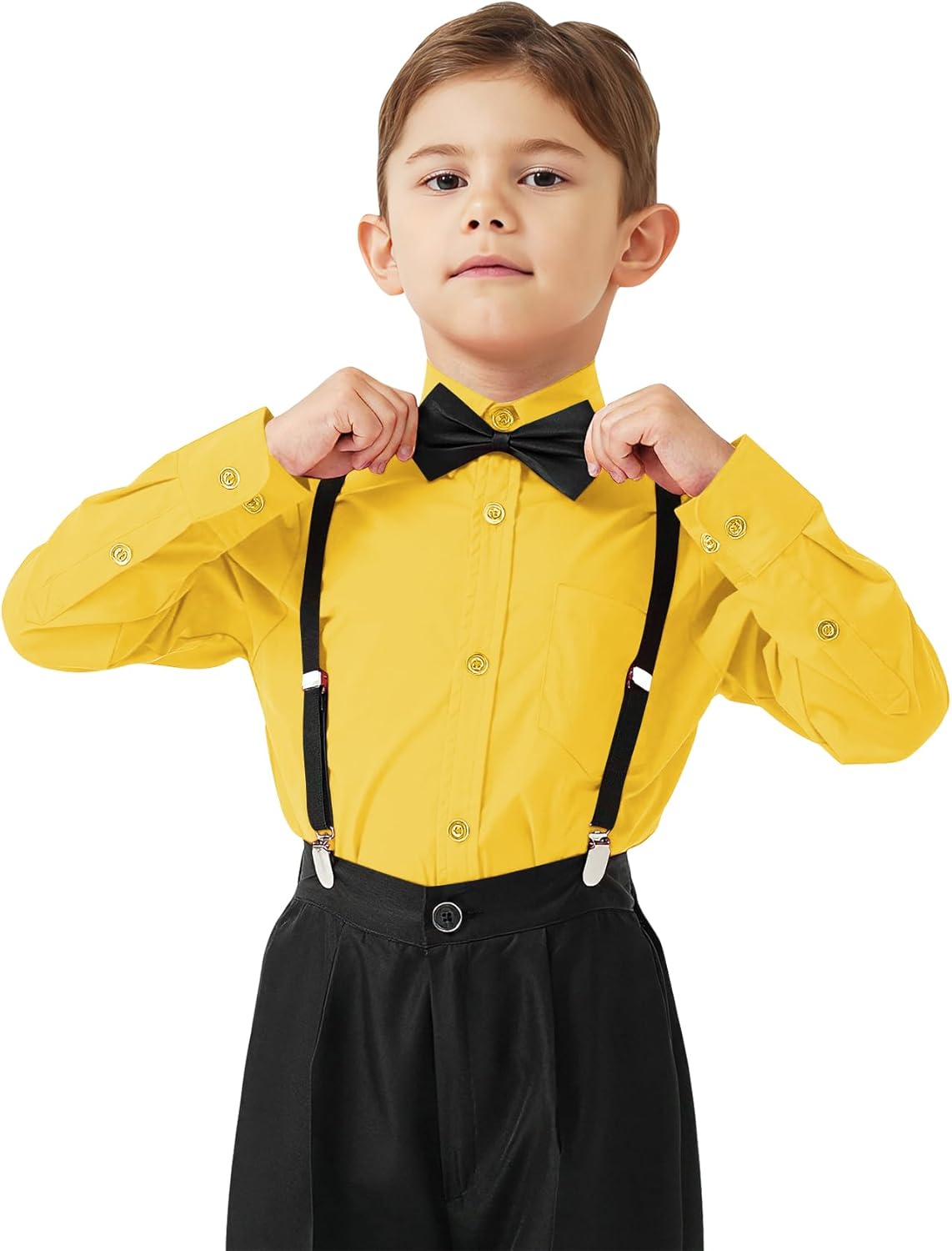 9 Month-16Y Boys' Long Sleeve Button Down Toddler Dress Shirt Oxford Uniform Shirt with Chest Pocket