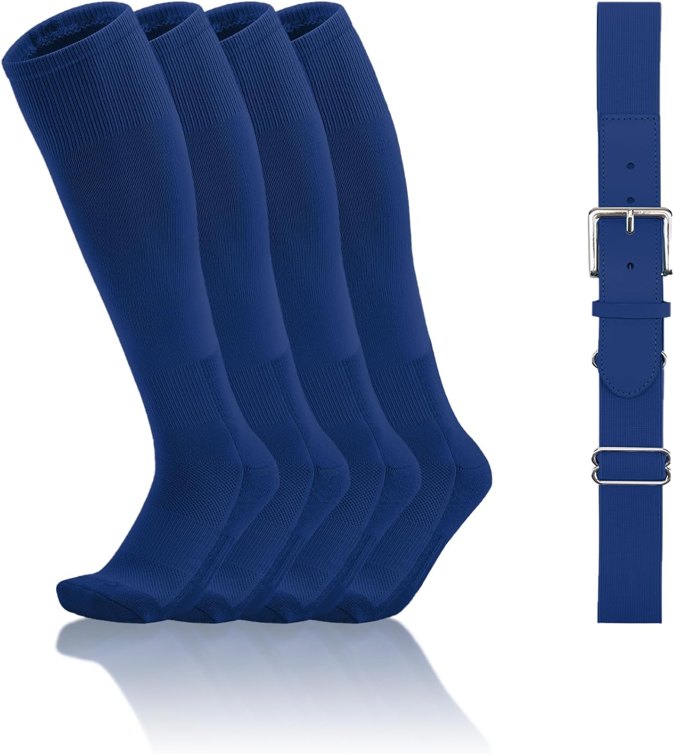 QBK Toddler Baseball Socks And Belt Youth Softball Tee Ball Combo Set for Boy Girl (2 Pairs of Socks & 1 Belt)