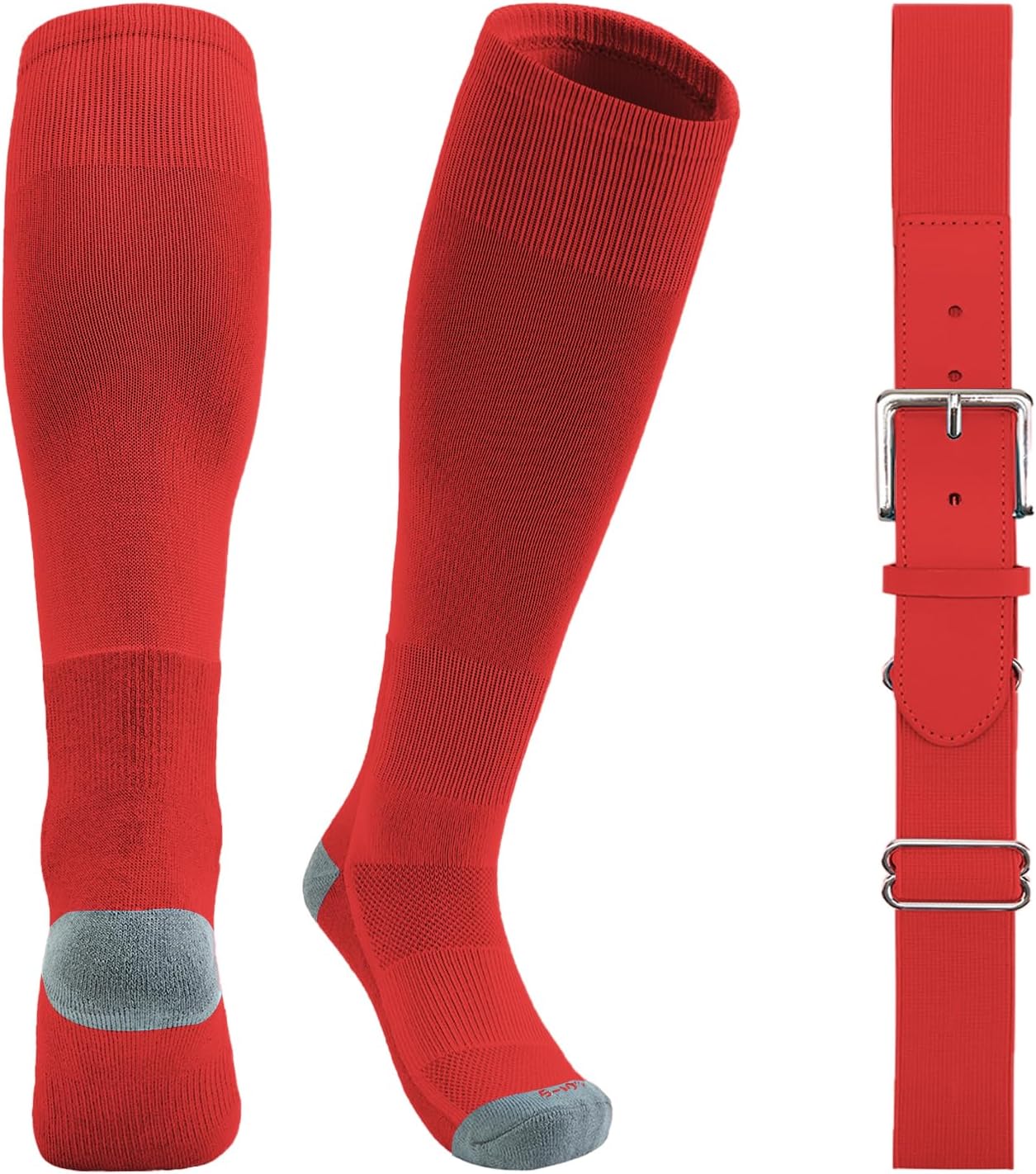 QBK Youth Baseball Socks & Belt Combo Set for Kids 2-16 Years -Softball/Tee Ball Accessories (1 Pair + 1 Belt, Unisex)