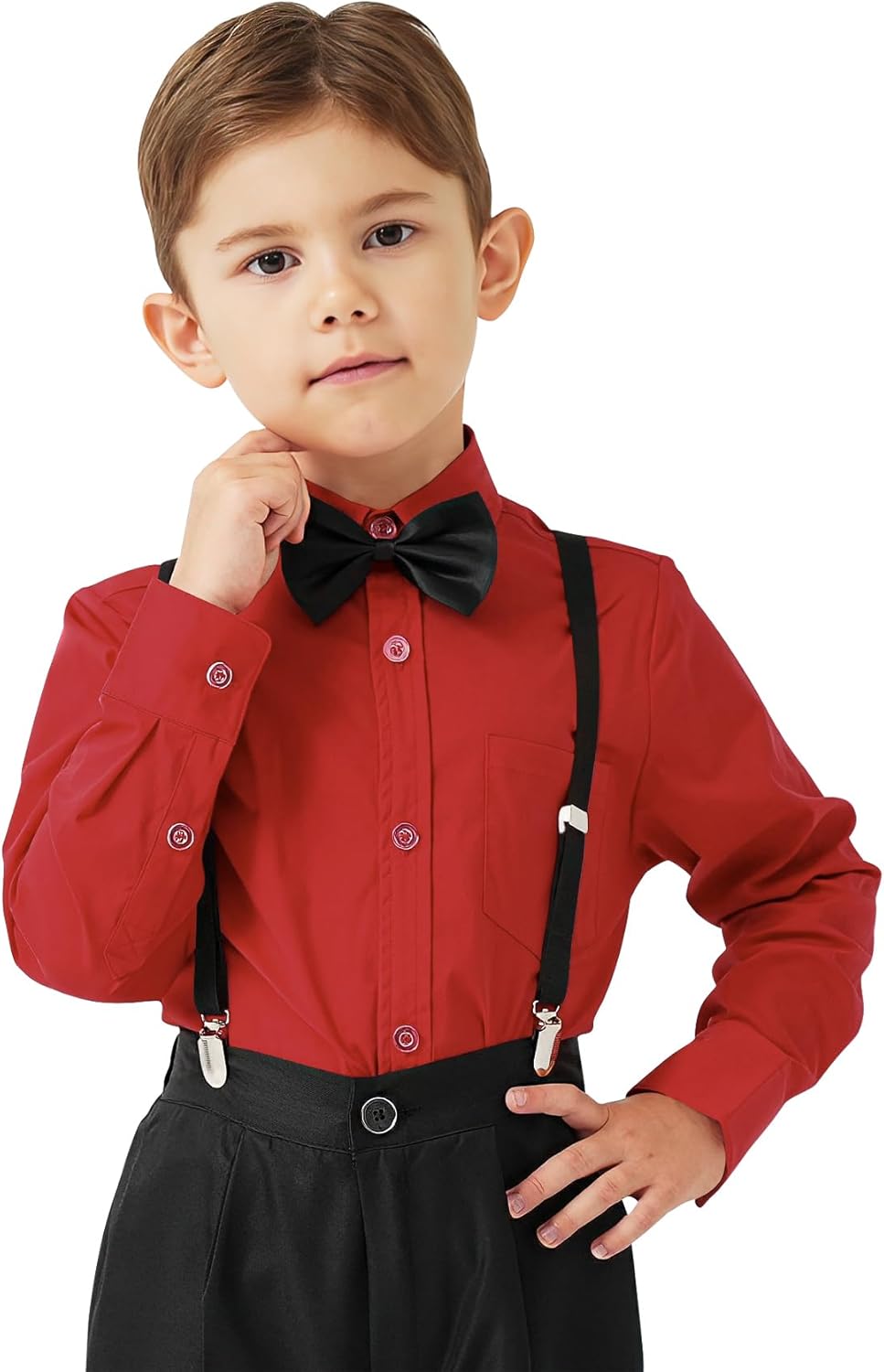 9 Month-16Y Boys' Long Sleeve Button Down Toddler Dress Shirt Oxford Uniform Shirt with Chest Pocket