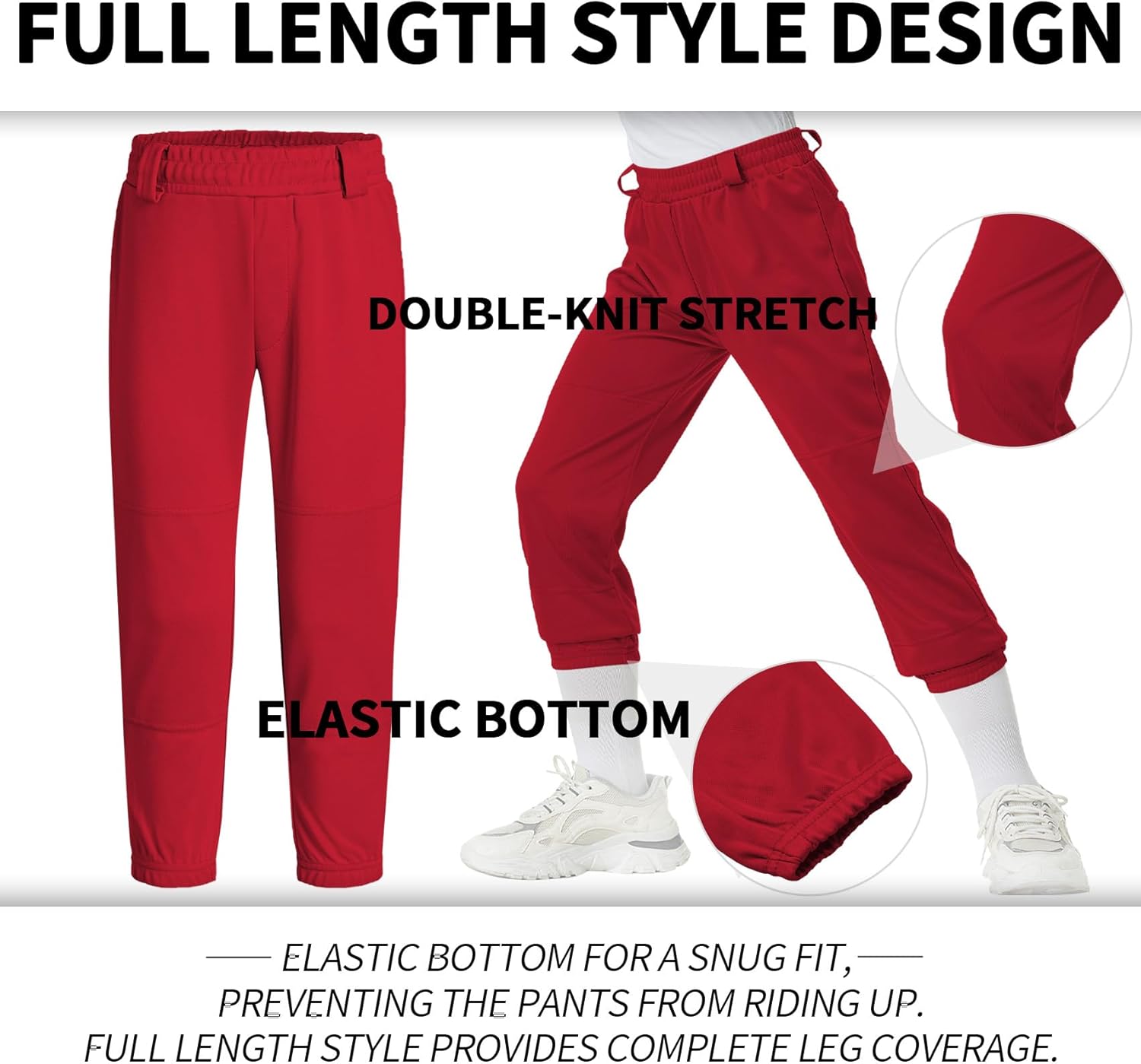 QBK 2T/3T/4T/5T to Youth Toddler Boys Baseball Pants Girl Softball Pants Kids Tee Ball Pants with Side Piping/Braid