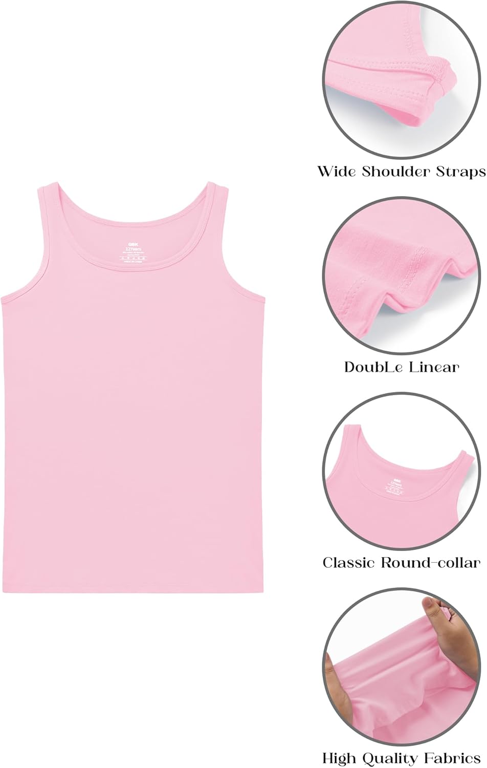 QBK 2T-13Years Girls Tank Tops Cotton Dance Basic Sleeveless Undershirts for Gymnastics Ballet Dancewear