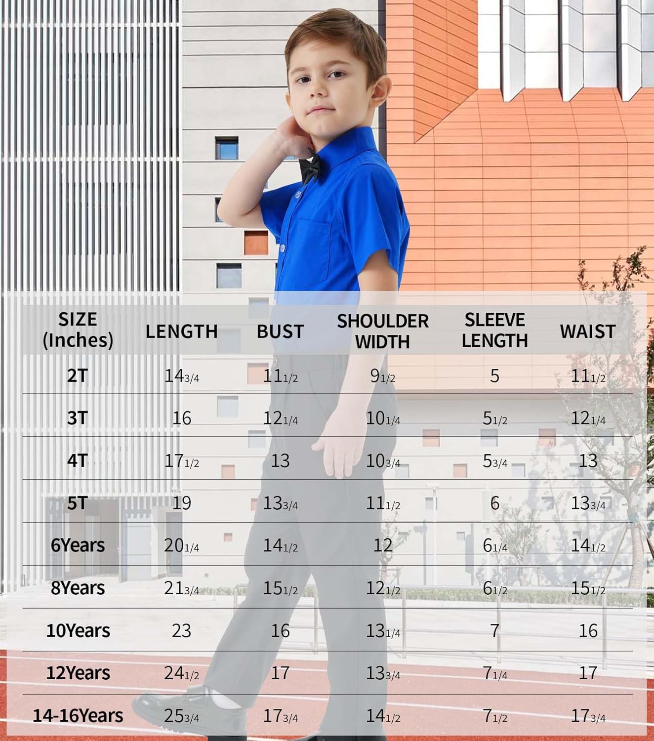 2T-16Y Boys' Short Sleeve Button Down Toddler Dress Shirt Oxford Uniform Shirt with Chest Pocket