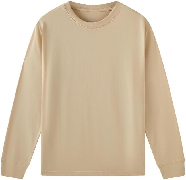 Huata Men's T-Shirt Long Sleeve Crewneck Cotton Tees