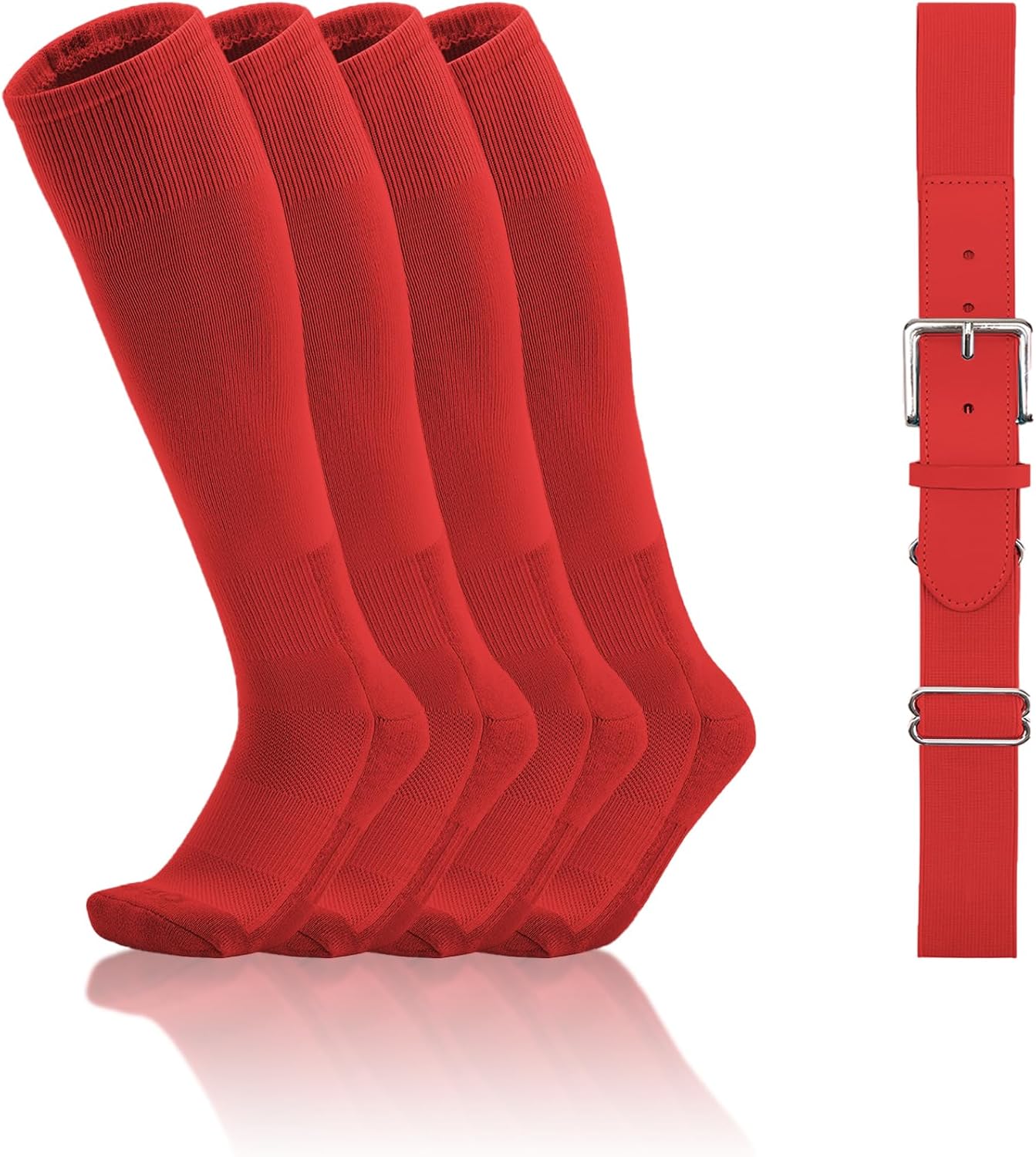 QBK Toddler Baseball Socks And Belt Youth Softball Tee Ball Combo Set for Boy Girl (2 Pairs of Socks & 1 Belt)