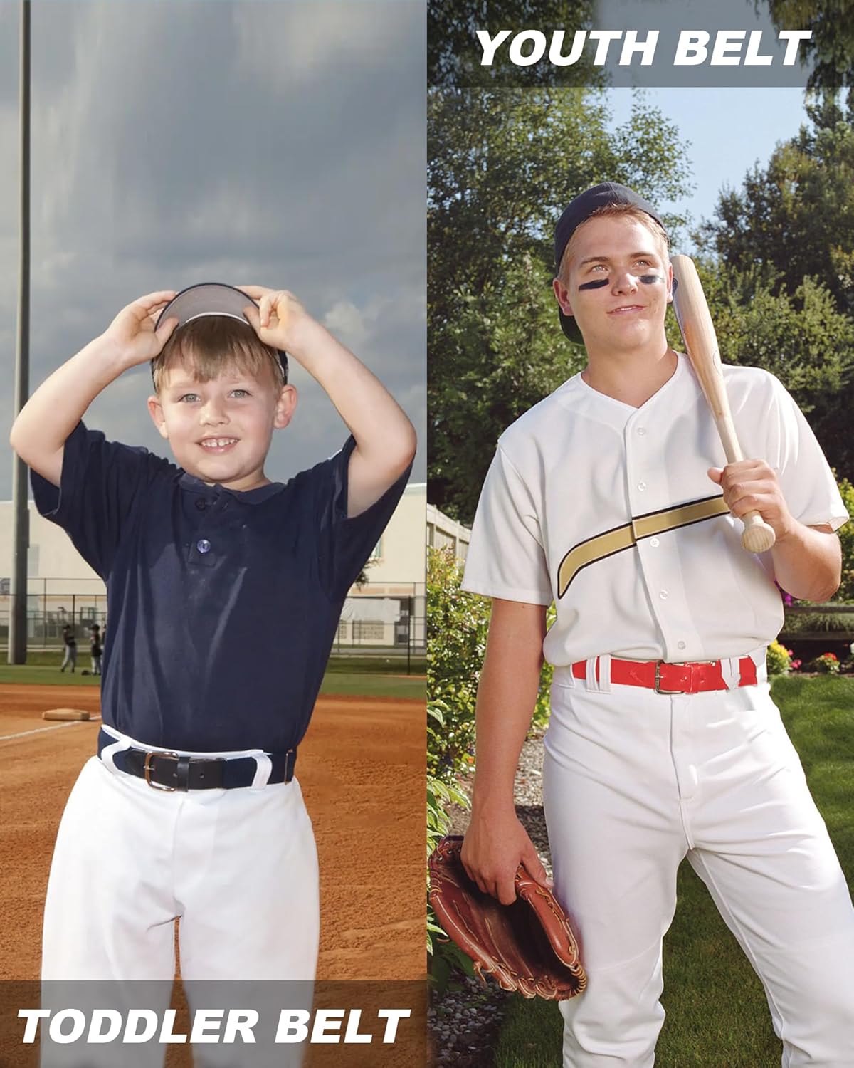 QBK Toddler And Youth Baseball/Softball Belt Kids Elastic Adjustable Uniform Belt For Boys And Girls - In Multiple Colors