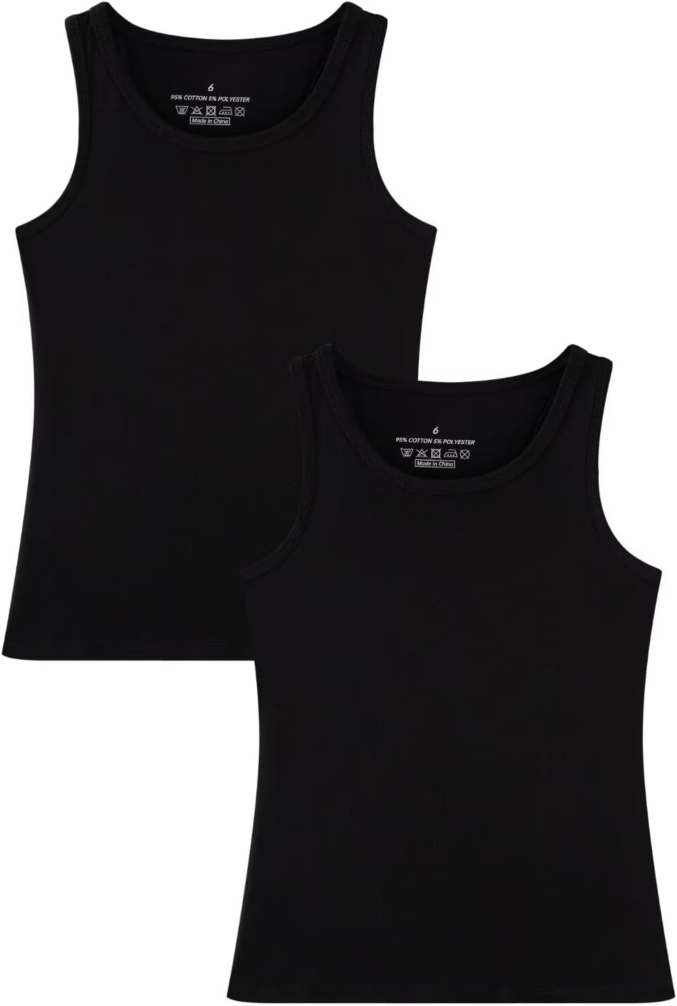 Huata Girls Tank Top 2 Packs Racerback Sleeveless Dance Athletic Shirt for Kids