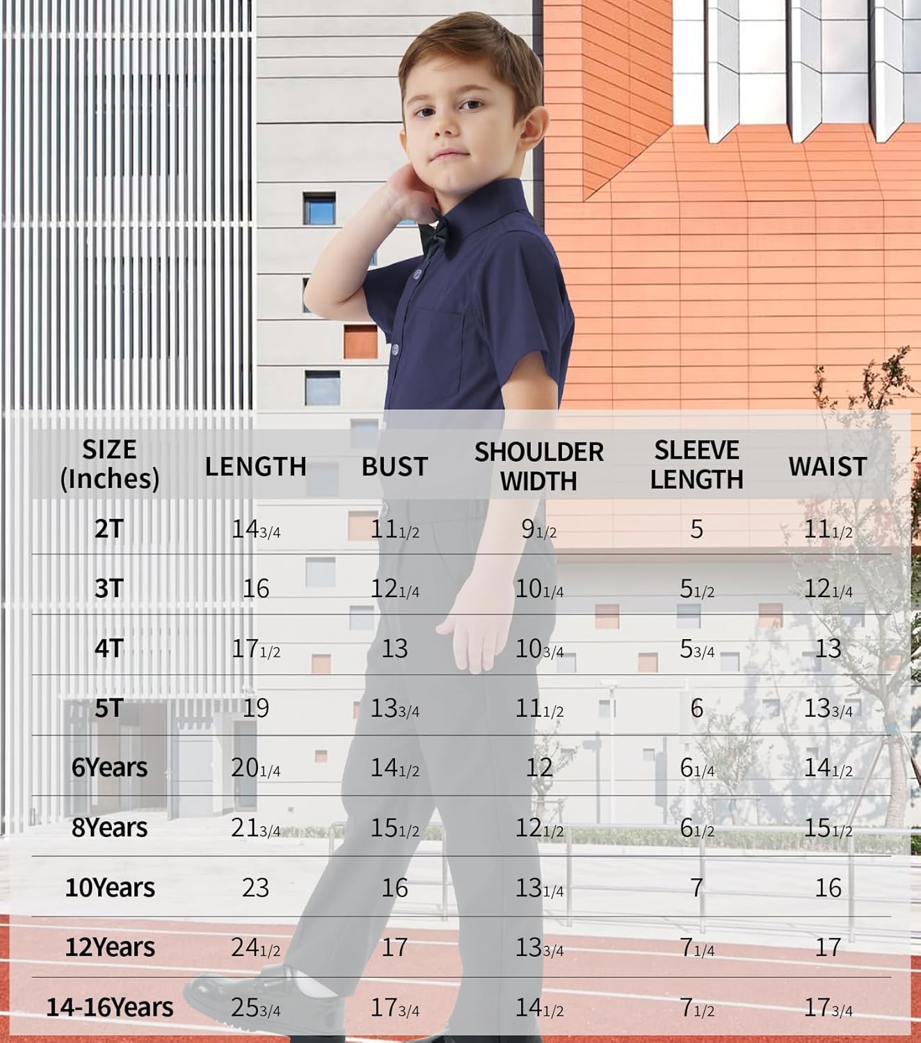 2T-16Y Boys' Short Sleeve Button Down Toddler Dress Shirt Oxford Uniform Shirt with Chest Pocket