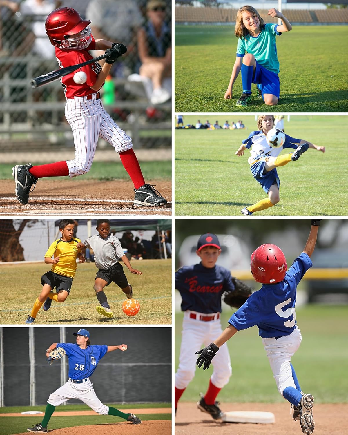 QBK 2 Pairs Toddler To Youth Baseball/Softball Socks - Soccer T-Ball Team Sport Socks For Kids Boys And Girls