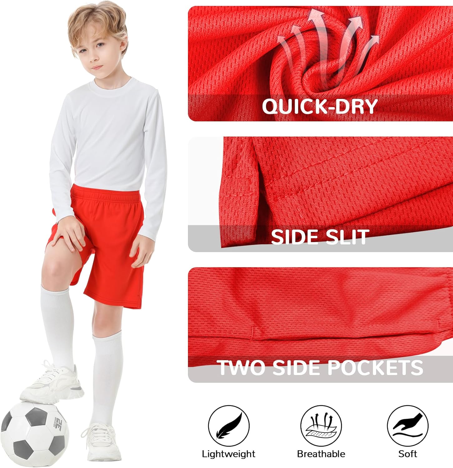 QBK Toddler to Youth Athletic Shorts for Boys and Girls Soccer Basketball Sports