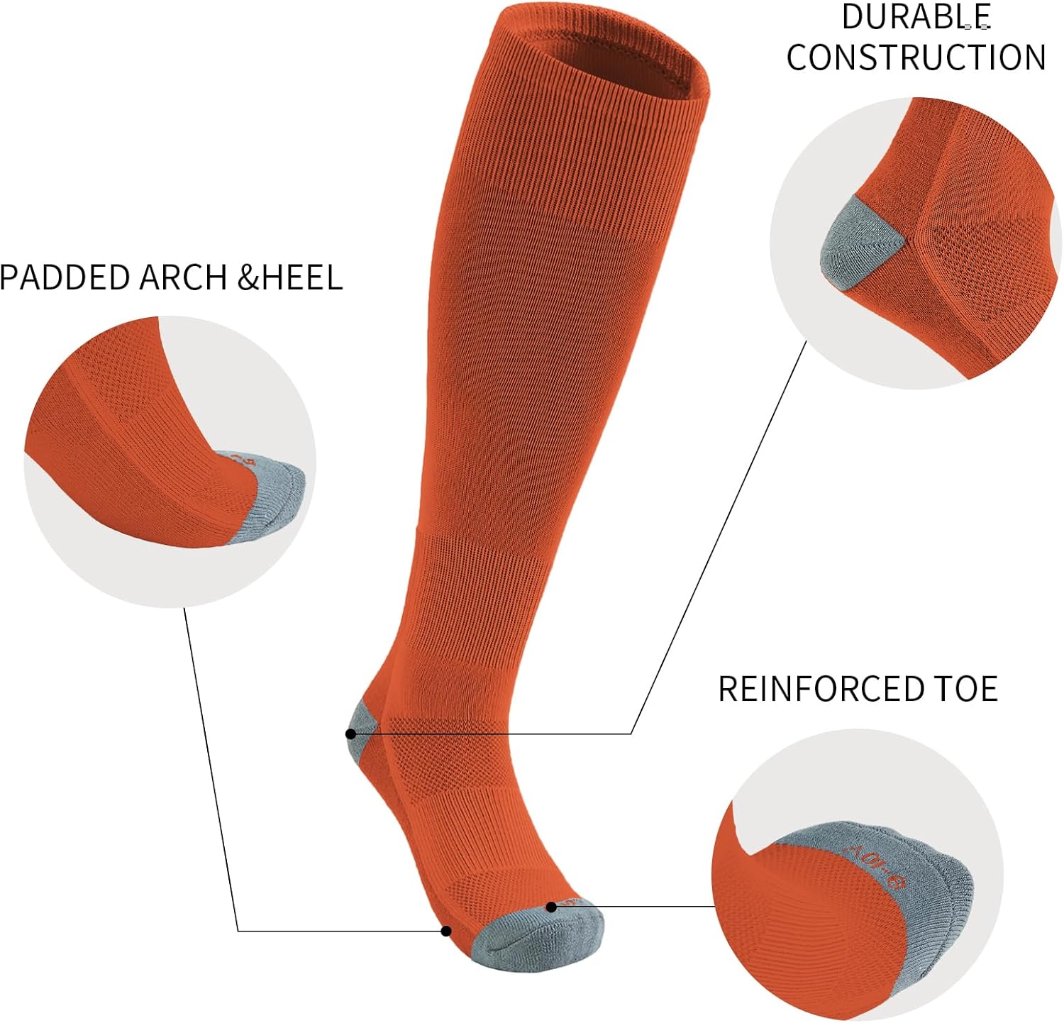 QBK Toddler Baseball Socks Youth Softball Tee Ball Kids Soccer Socks for Boy Girl 2 Pairs