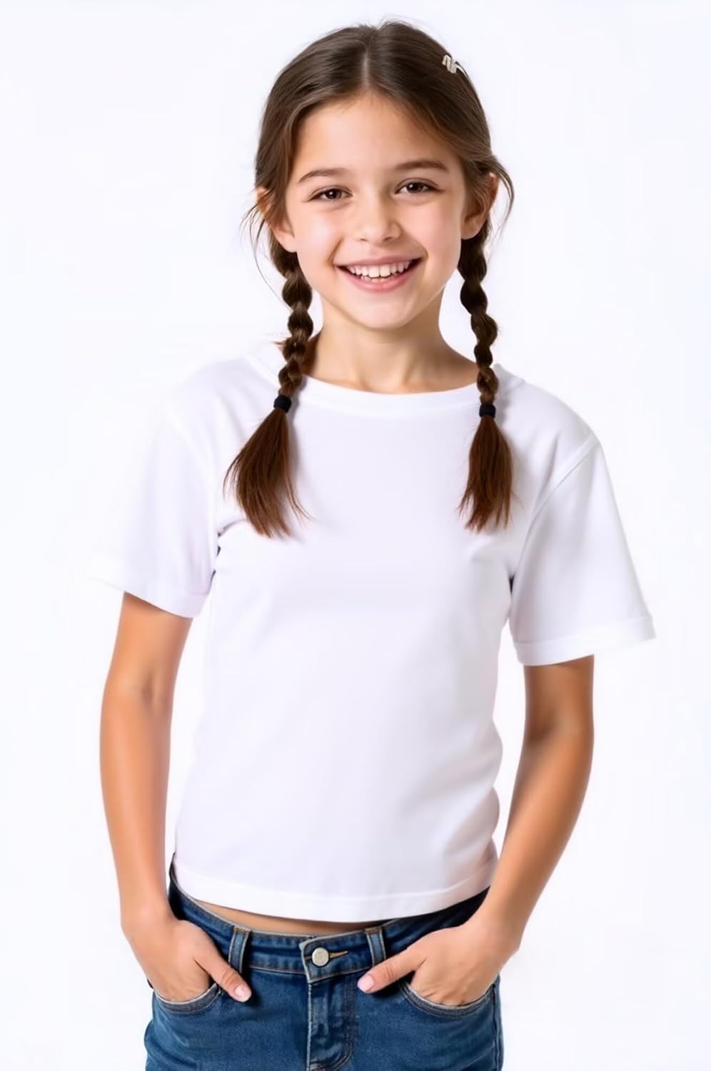 Huata Boys Girls T-Shirt Basic Basic Short Sleeve Crewneck Girls Tee 2 Packs