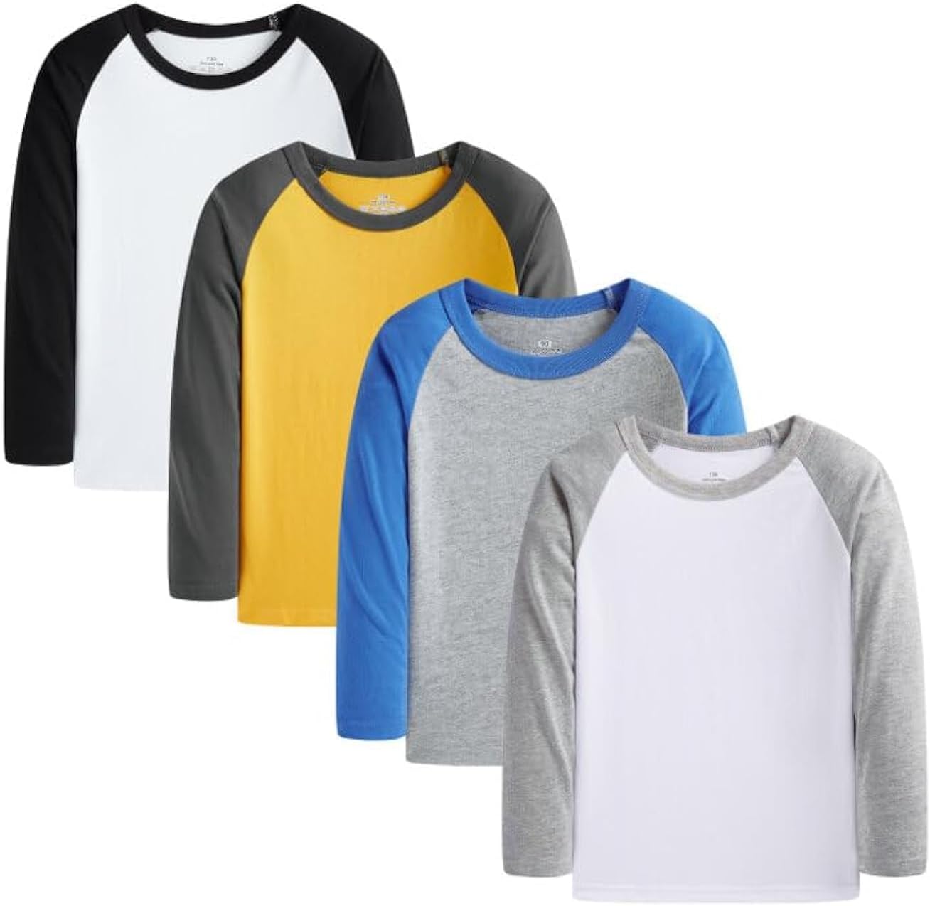 Huata 2 Packs Boys Girls T-Shirt Long Sleeve Crewneck Tee