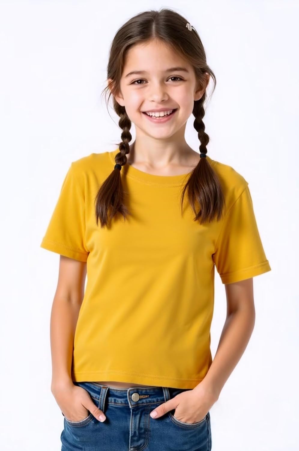 Huata Boys Girls T-Shirt Basic Basic Short Sleeve Crewneck Girls Tee 2 Packs