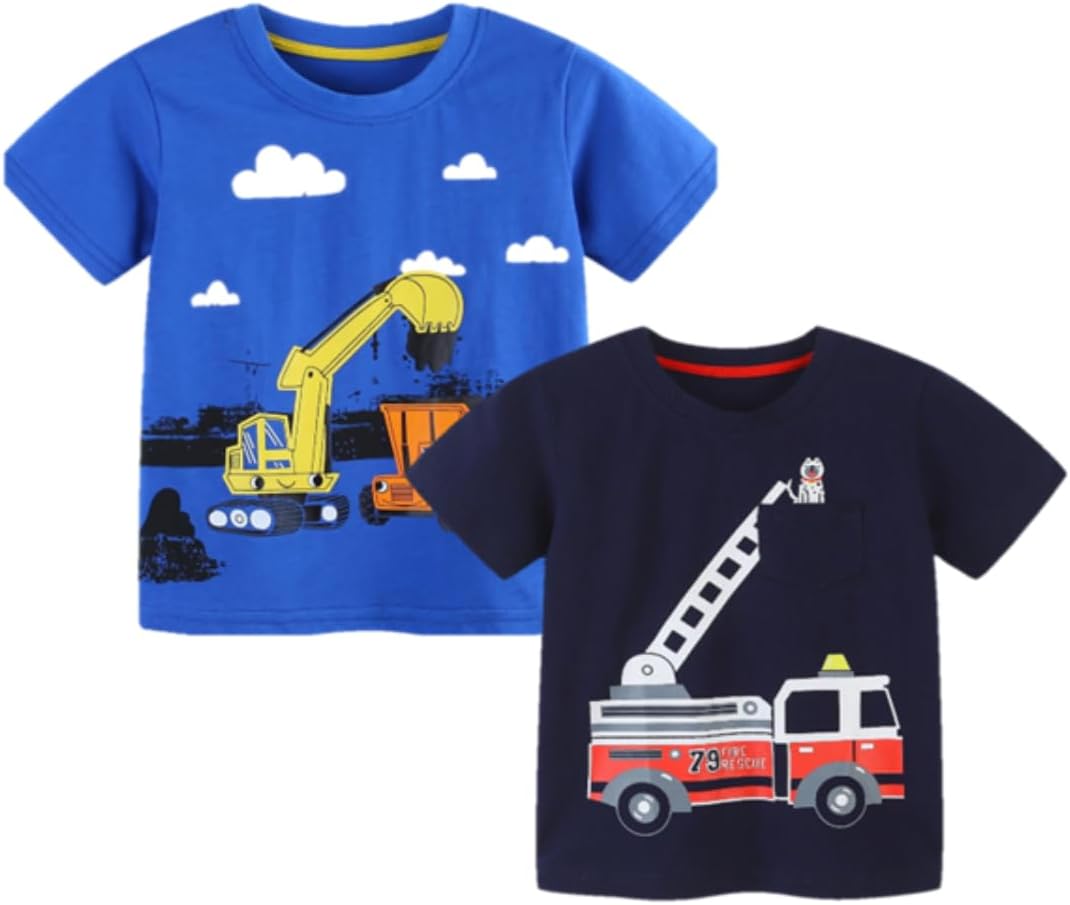 Huata Baby Toddler Boys T-Shirt 2 Packs Short Sleeve Crewneck Tee
