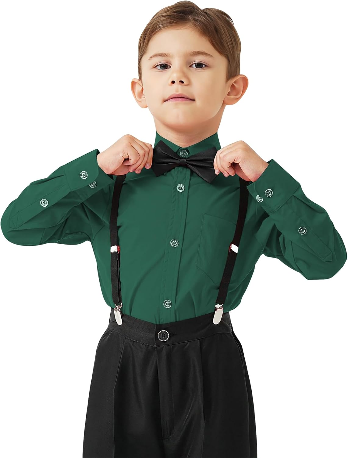 9 Month-16Y Boys' Long Sleeve Button Down Toddler Dress Shirt Oxford Uniform Shirt with Chest Pocket