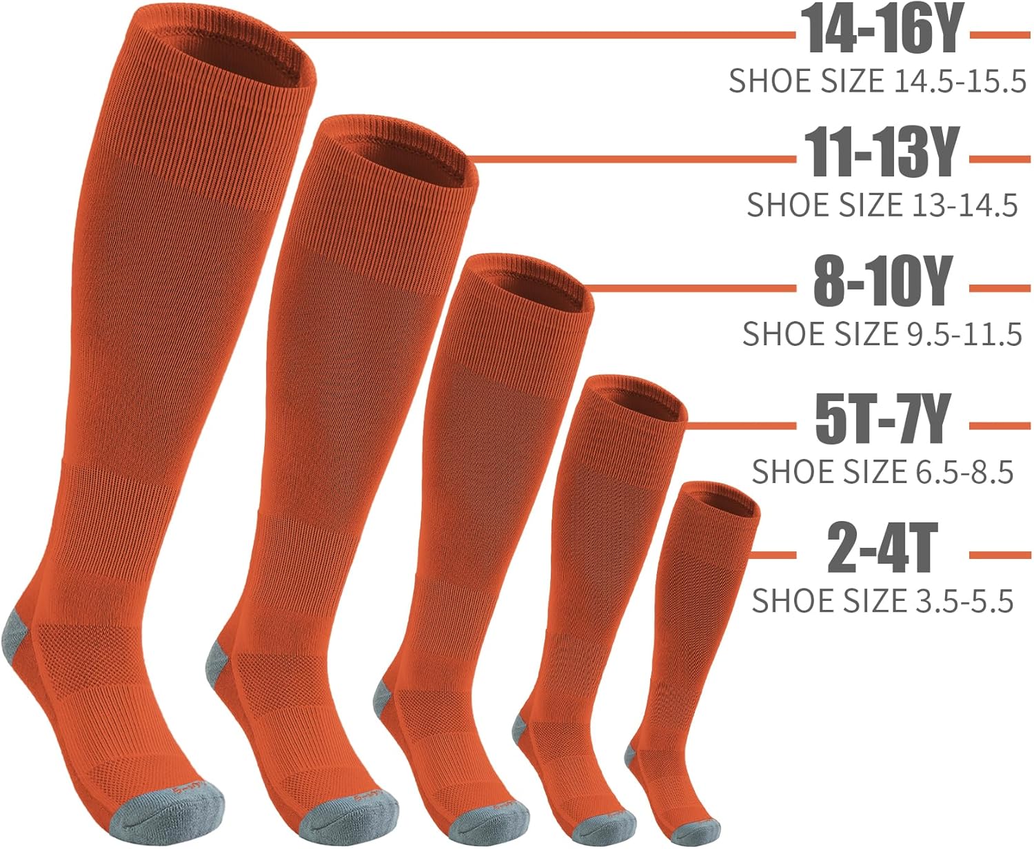 QBK Toddler Baseball Socks Youth Softball Tee Ball Kids Soccer Socks for Boy Girl 2 Pairs