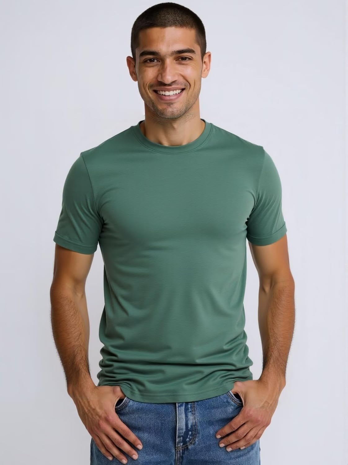 Huata Men's T-Shirt Short Sleeve Crewneck Cotton Tees