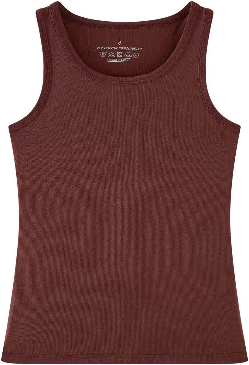 Huata Girls Tank Top 2 Packs Racerback Sleeveless Dance Athletic Shirt for Kids