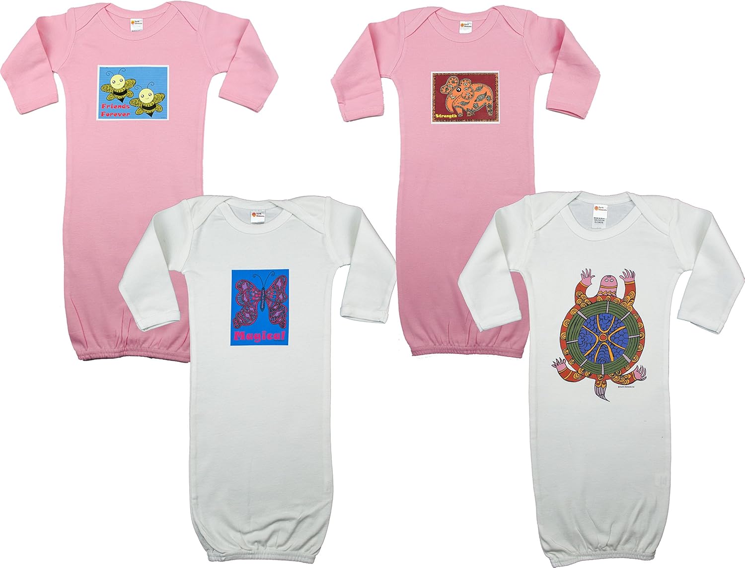 Earth Elements Baby Girls' Long Sleeve Gowns (Set of 4)