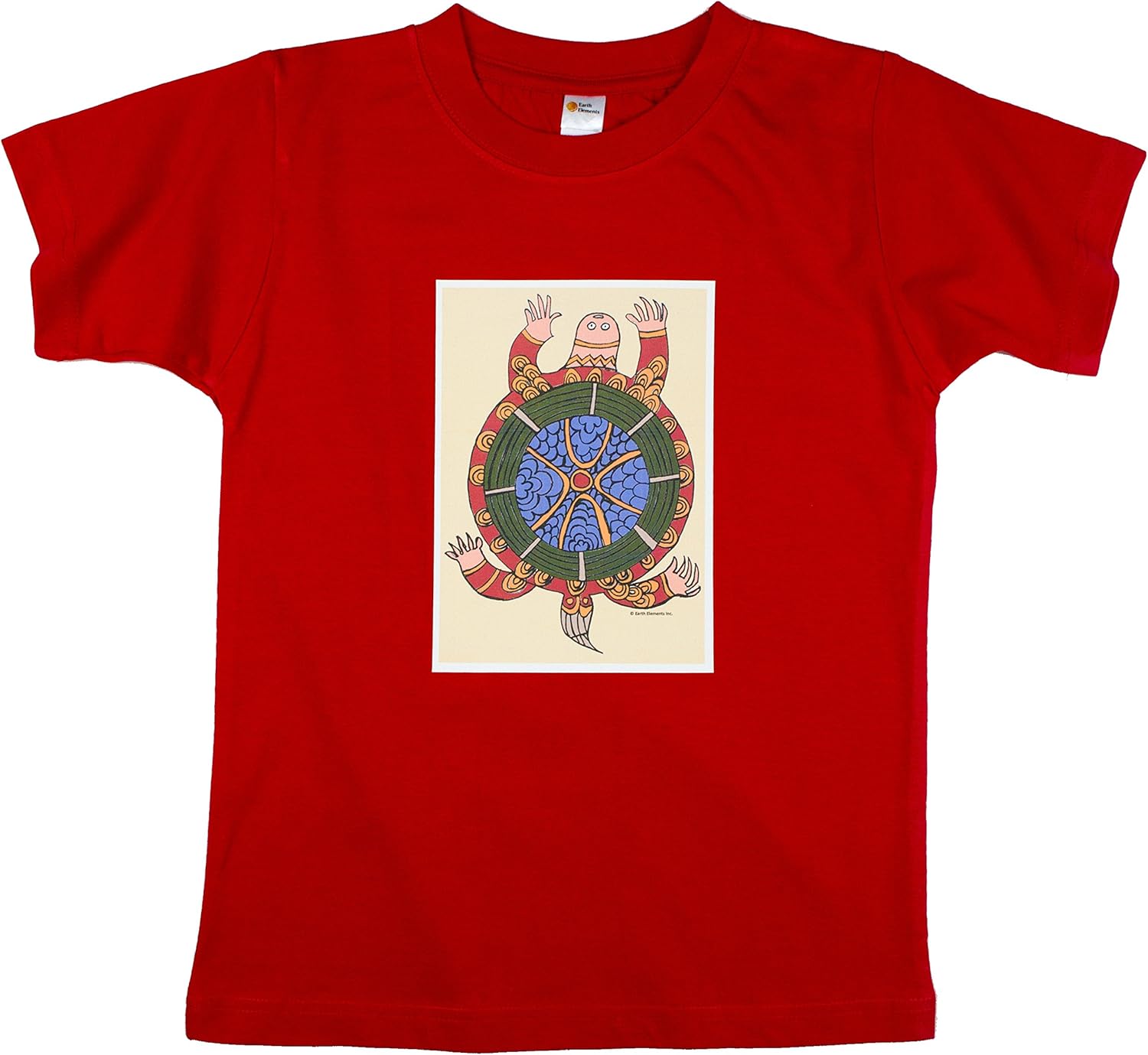 Earth Elements Little Girls’ Short Sleeve T-Shirt - Ornamental Turtle