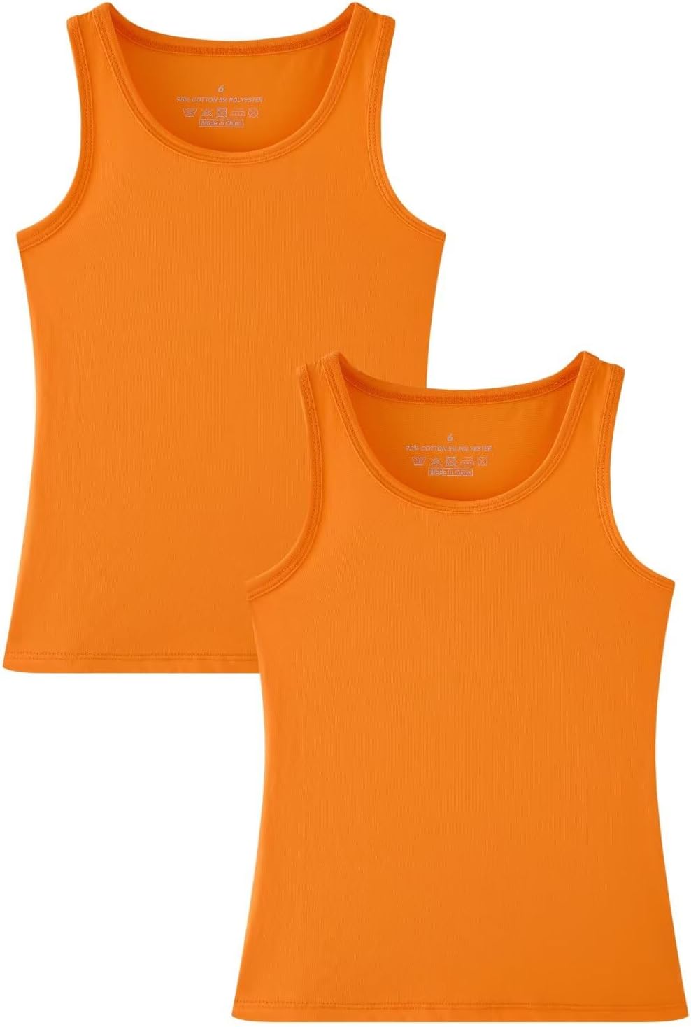 Huata Girls Tank Top 2 Packs Racerback Sleeveless Dance Athletic Shirt for Kids