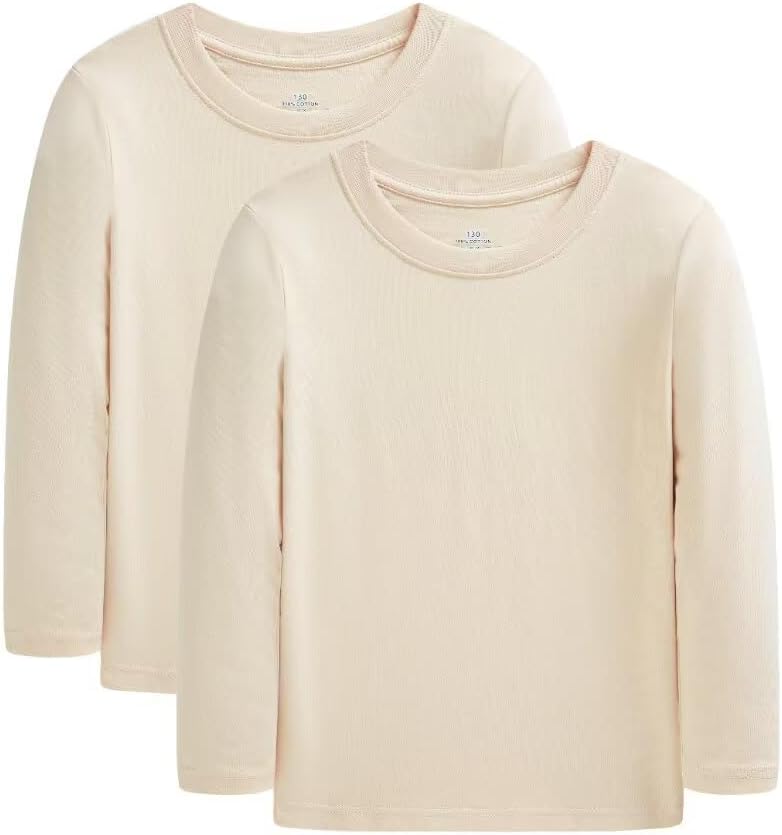 Huata 2 Packs Boys Girls T-Shirt Long Sleeve Crewneck Tee