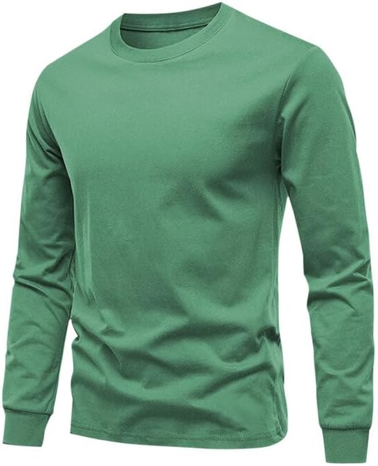 Huata Men's T-Shirt Long Sleeve Crewneck Cotton Tees