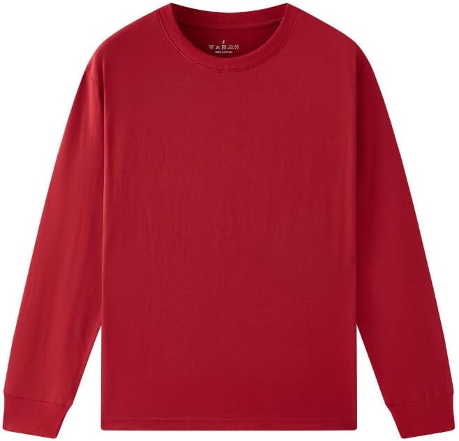 Huata Men's T-Shirt Long Sleeve Crewneck Cotton Tees